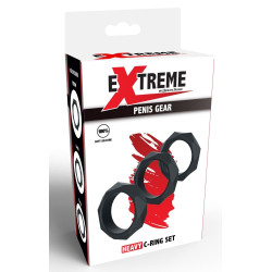 Hidden Desire Lot de 3 Cockrings Silicone Heavy C-Ring Noirs